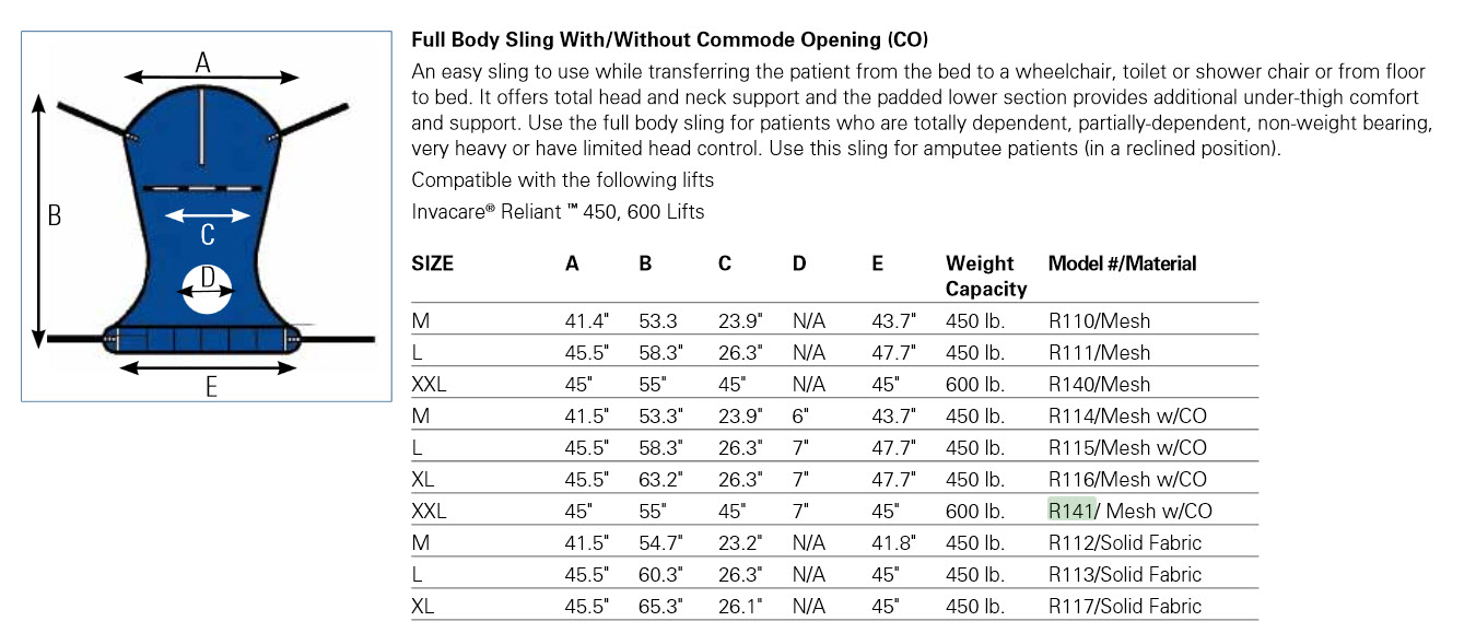 Hoyer Lift Sling Sizing Chart Best Picture Of Chart